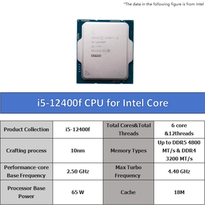 ซีพียู12400F i5สำหรับ Intel Core i5-12400F 2.5 GHz ถึง4.4GHz 6-core 12-Thread L3 10nm = 18M 65W DDR5 4800 3200 DDR5 - Product Image 5
