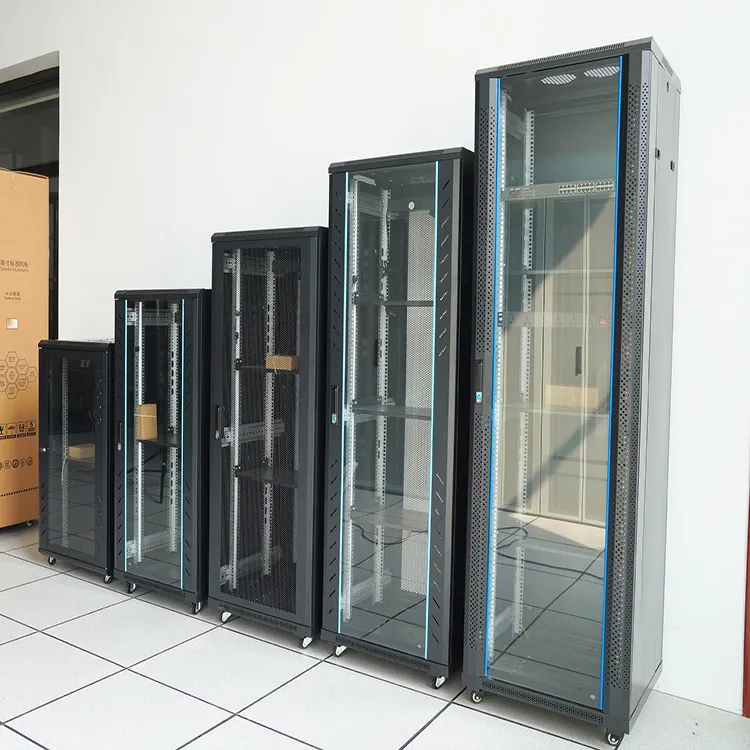 Estante de servidor de red ROHS 42u 800*1000 gabinetes de estantería de servidor de puerta de vidrio