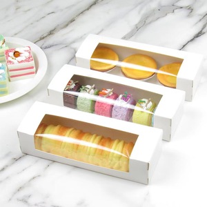 Commercio all'ingrosso trasparente finestra di apertura di carta kraft scatola di imballaggio per dessert, rettangolare flip scatola di imballaggio biodegradabile