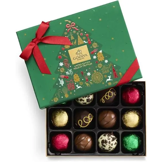 Großhandel Luxus Weihnachtstrüffel Schokolade Papierverpackung Geschenkbox individuelle hausgemachte leere Schokoladenschachteln mit Teilern