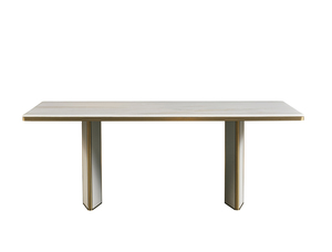 Tùy chỉnh hiện đại sang trọng hình chữ nhật dài bàn ăn khung thép không gỉ & đá cẩm thạch tự nhiên độc quyền sang trọng Đồ nội thất phòng ăn - Product Image 2