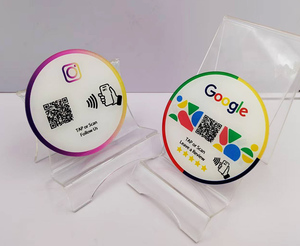 Nhà máy tùy chỉnh phương tiện truyền thông xã hội NFC thẻ Google xem xét trang web mã QR NFC Acrylic không thấm nước và chống xước QR Logo mã - Product Image 3