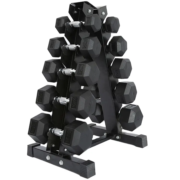 Custom Gym weight lifting dumbbell set man Fitness black rubber hex Dumbbell Sets