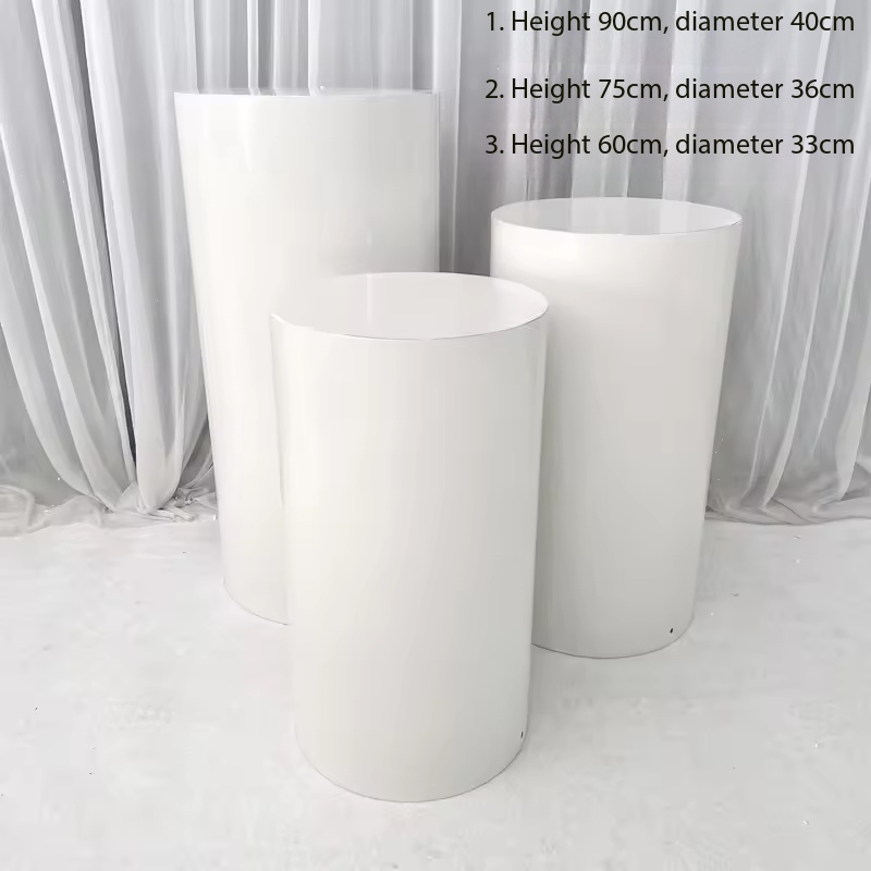 Table à dessert cylindrique blanche-grand ensemble de trois pièces