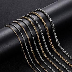 Men's Hip-Hop Link <strong>Chain</strong> Necklace Stainless Steel 2mm-5mm Sizes Multi-Size &amp; Multi-Color Twist Matching <strong>Chains</strong> - Product Image 3