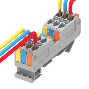 Bloque de terminales de riel DIN Conectores de terminales de resorte doble Empuje en tipo PT Conector de cableado de cable sin tornillos - Product Image 1