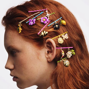 Yml & 18K mạ vàng tóc <span class=keywords><strong>Clip</strong></span> quyến rũ đồ trang sức mùa hè Plumeria chanh Hướng Dương gradient quyến rũ phụ kiện - Product Image 2