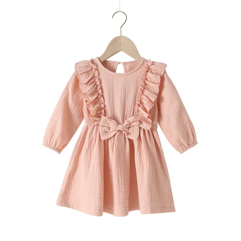 Summer Hot Sale Organic Full Sleeve Cotton Dresses For Baby Girls Big Ruffle Girl Clothes Flutter Baby Dress