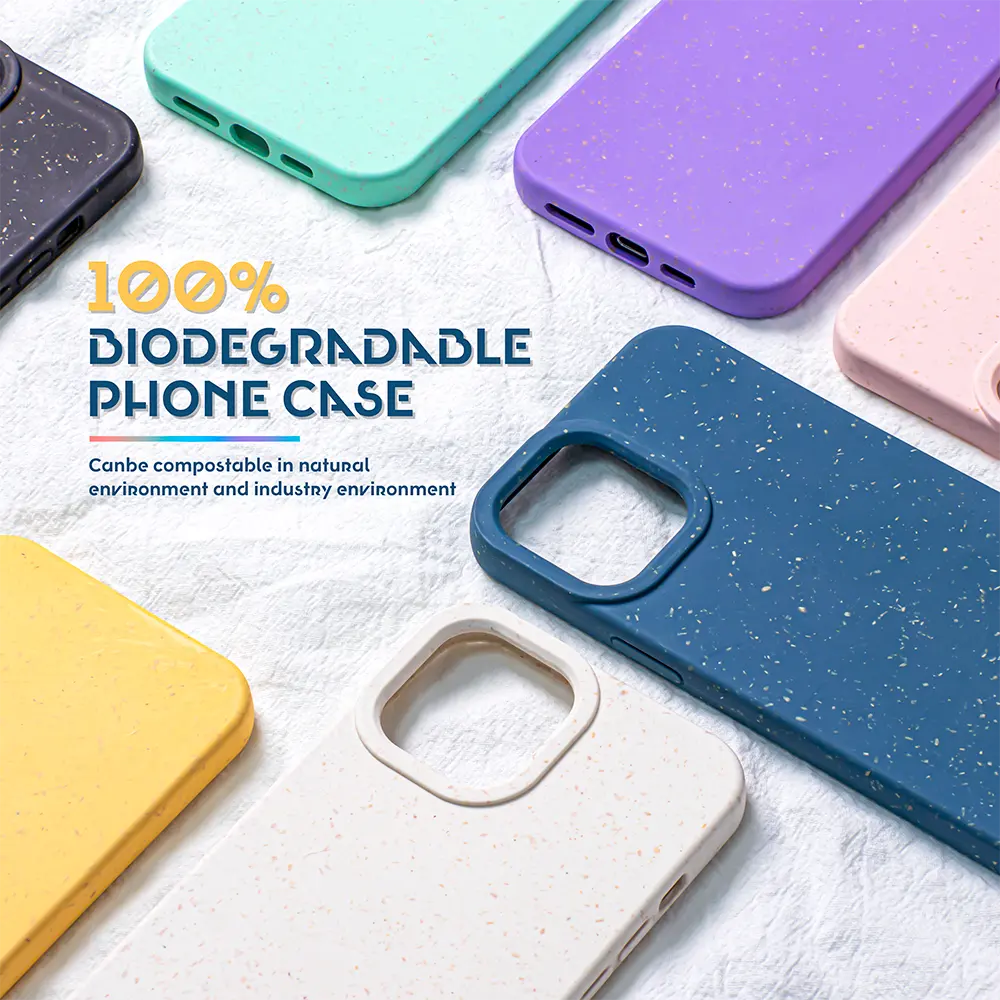 2022 vendita calda di lusso Eco Friendly 100% custodie per telefoni biodegradabili compostabili per iphone 13 14 pro max Cover Mobile personalizzata