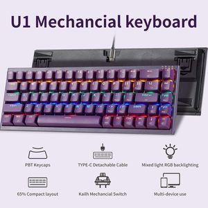 Yüzde 60 68 tuşları mavi anahtarı mekanik klavye anti-gölgelenme Gamer Teclado tip-c bilgisayar PC ergonomik 60% oyun klavyesi - Product Image 4