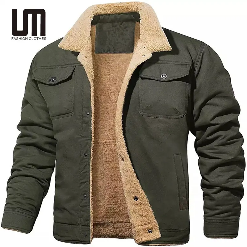 लियू मिंग थोक ब्रांड 2024 नए उत्पादों शरद ऋतु सर्दियों पुरुषों के फैशन आकस्मिक Windproof गर्म मोटी ऊन घिसना जैकेट