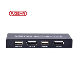 FJ-DK201 Fjgear <strong>2</strong> Way DP <strong>Kvm</strong> <strong>Switch</strong> <strong>2</strong> in <strong>1</strong> Out <strong>2</strong> Hosts Share a Computer Plug and Play with Metal case 4k Usb2.0