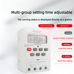 Interruttore Timer digitale del Microcomputer KG316T automatico di controllo del tempo della luce stradale 16 set 30A Max. Corrente 240V a batteria - Product Image 5