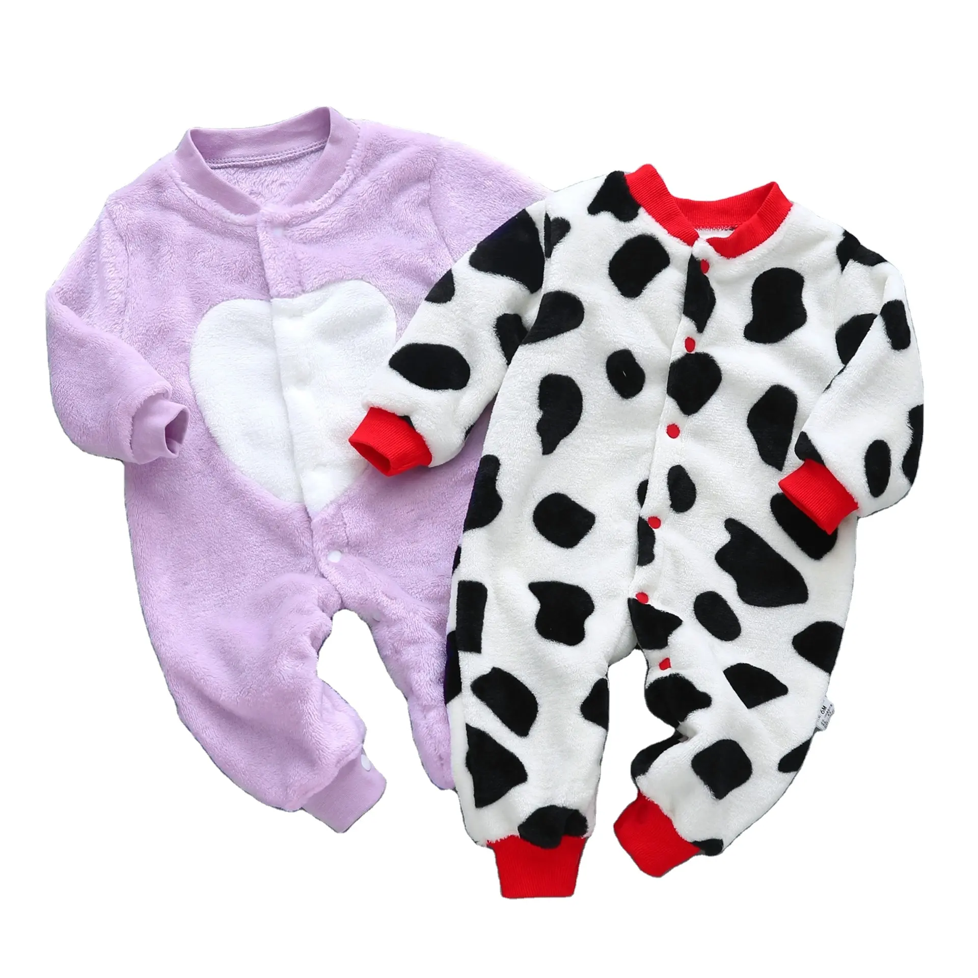 Autumn Baby Romper Velour Thickened Rompers For Boys And Girls Coral Velvet Flannel Warm One-piece Pajamas