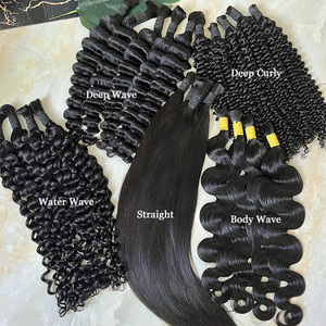 Islak ve dalgalı Boho örgüler insan saçı derin dalga toplu hiçbir atkı 100% işlenmemiş hint kıvırcık Remy örgü için toplu saç uzatma - Product Image 5