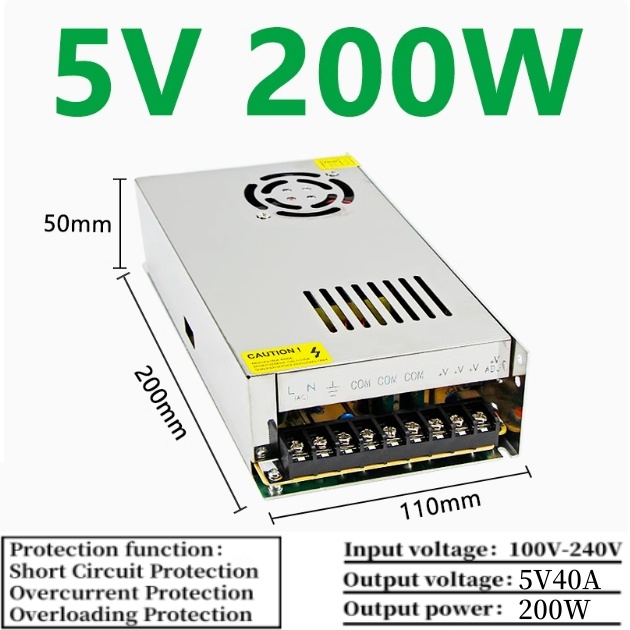 S-200-5(5V40A) พร้อมพัดลมระบายความร้อน