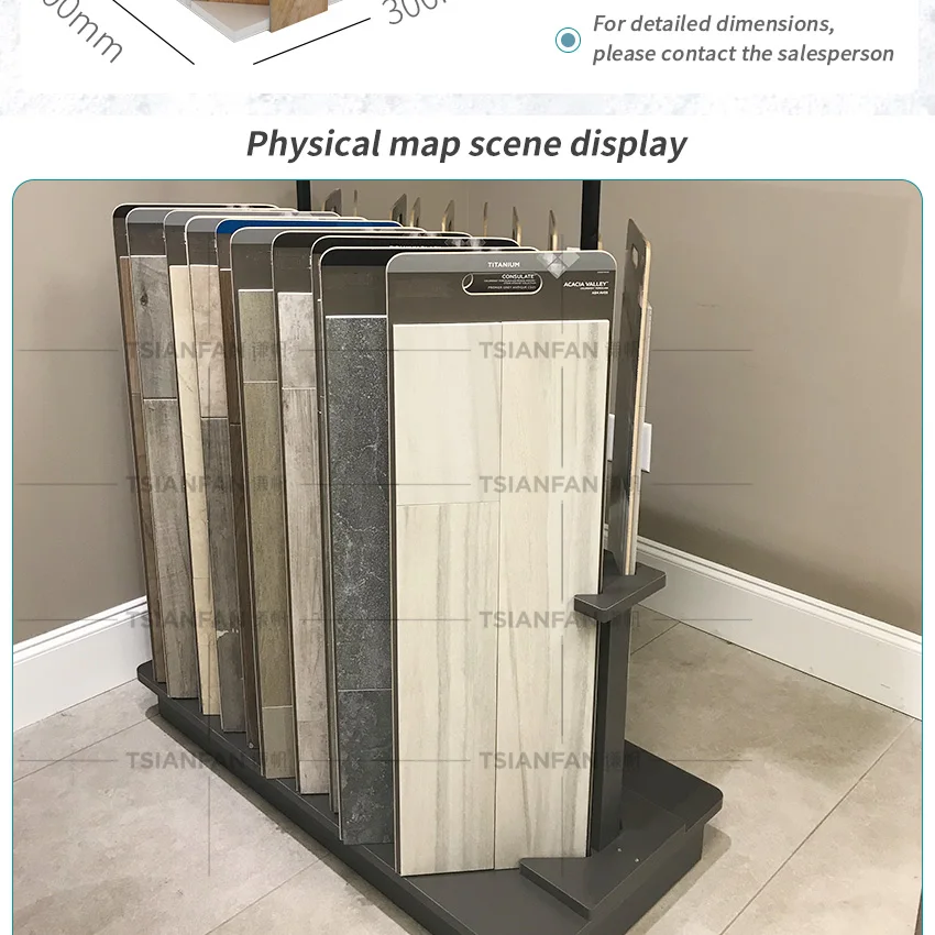 Manufacturer Double Side Wood Flooring Racks Display Showroom Oak Board Rack Sample Deck Frame Parquet Displays Tile Stands