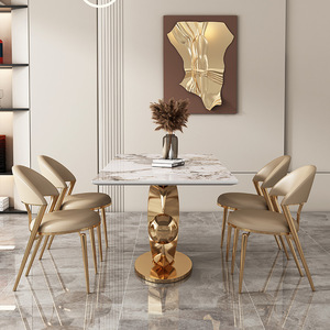 Mesa de comedor MDF de grado italiano Diseñador moderno Simple Rectangular de gama alta para uso doméstico o hotelero - Product Image 5