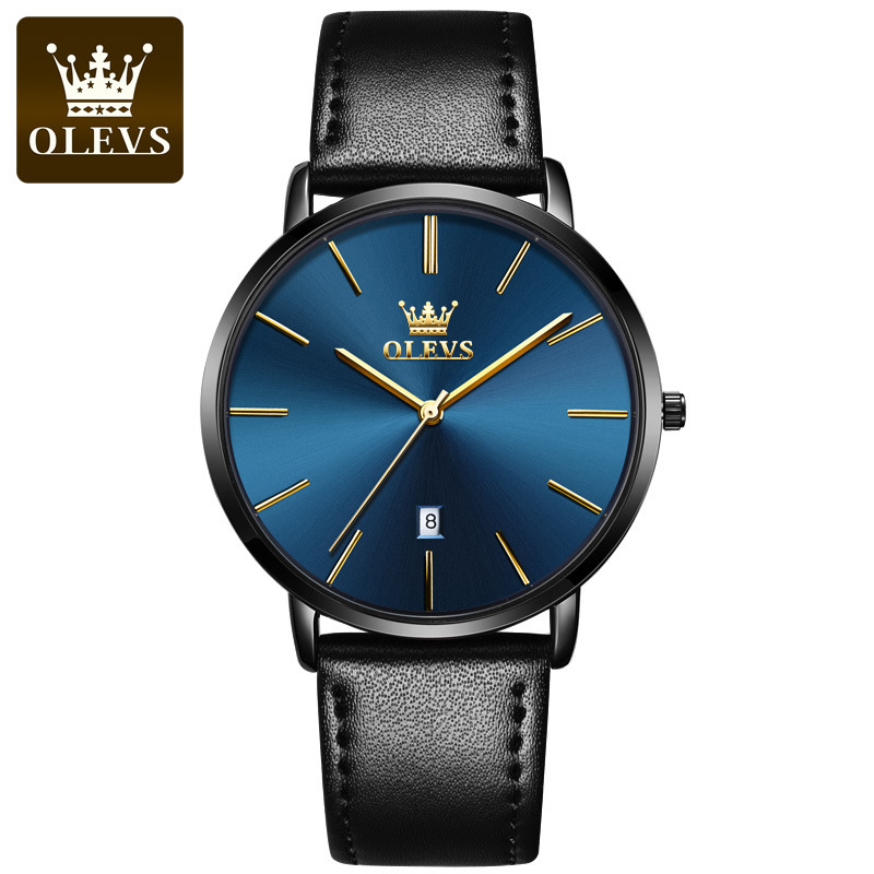 6 blue dial black case black belt - for men