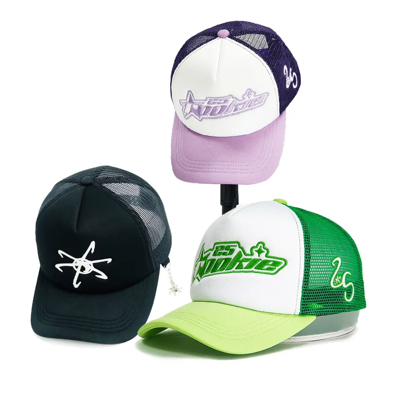Großhandel Kunden spezifische hochwertige Stickerei mit Siebdruck Logo einfach 5 Panel Mesh Schaum und Trucker Caps Hüte Mütze Hut