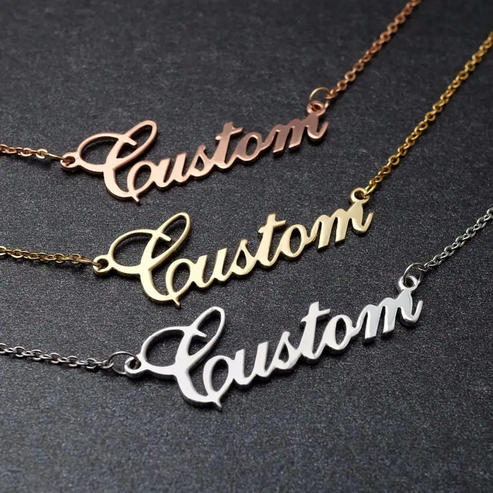 Женское ожерелье с именем на заказ, золотистый чокер с индивидуальной табличкой, ювелирные изделия из нержавеющей стали