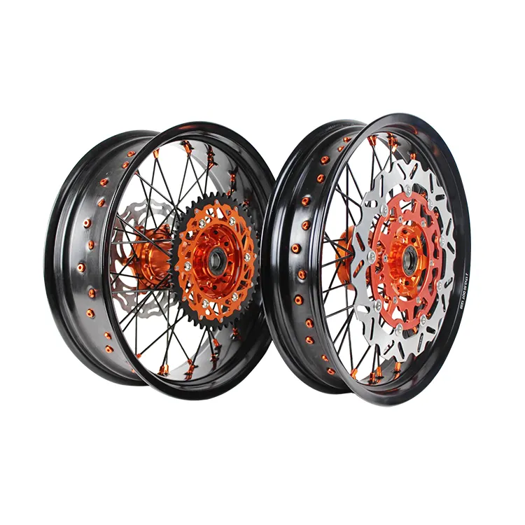 Moyeux de roues CNC en alliage d'aluminium, jantes supermotard EXC sxf 250 450 17 pouces Supermoto