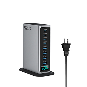 10端口智能ic识别USB充电器50W QC3.0支持5V/1A/2.4A输出多端口手机充电器