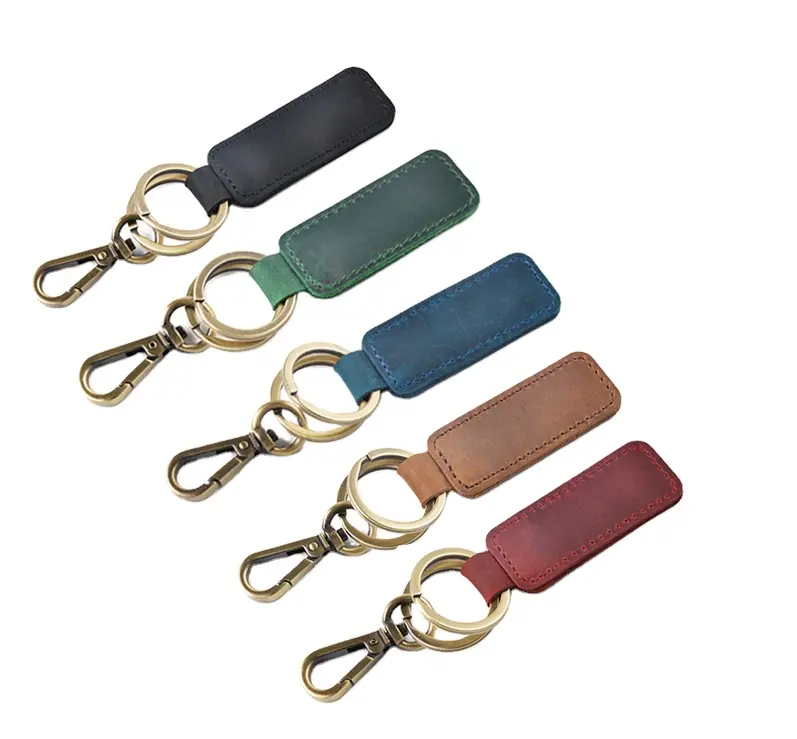 Porte-clés en cuir avec boucle de ceinture, porte-clés de luxe en cuir véritable