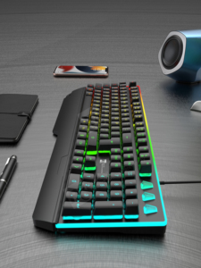 Tastiera da gioco illuminata cablata personalizzata <span class=keywords><strong>a</strong></span> 104 tasti di vendita calda Teclado con poggiapiedi per Laptop Desktop