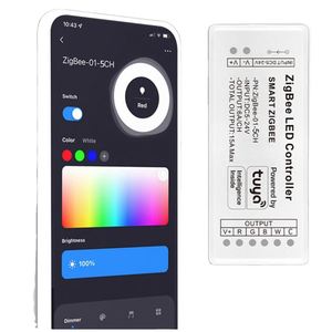 Контроллер Tuya Zigbee RGBCCT 15A 5-24V Smart Life 12V 180W Alexa 5CH RGBWC RGBCW цветовая температура RGB + CCT светодиодный контроллер - Product Image 1