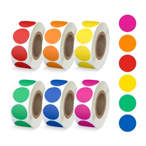 500 Labels/Roll 3/4&quot; Round Includes Bright Yellow Green <strong>Red</strong> Pink Orange Blue <strong>Color</strong> <strong>Coding</strong> Circle Dot Labels - Product Image 1