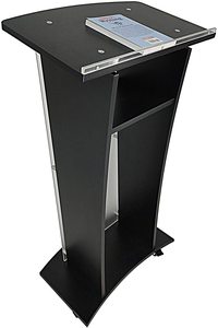 Akrilik kilise podyum minber tartışma konferans kürsü pleksiglas Lucite siyah ahşap raf bardak tutucu tekerlekler üzerinde - Product Image 3