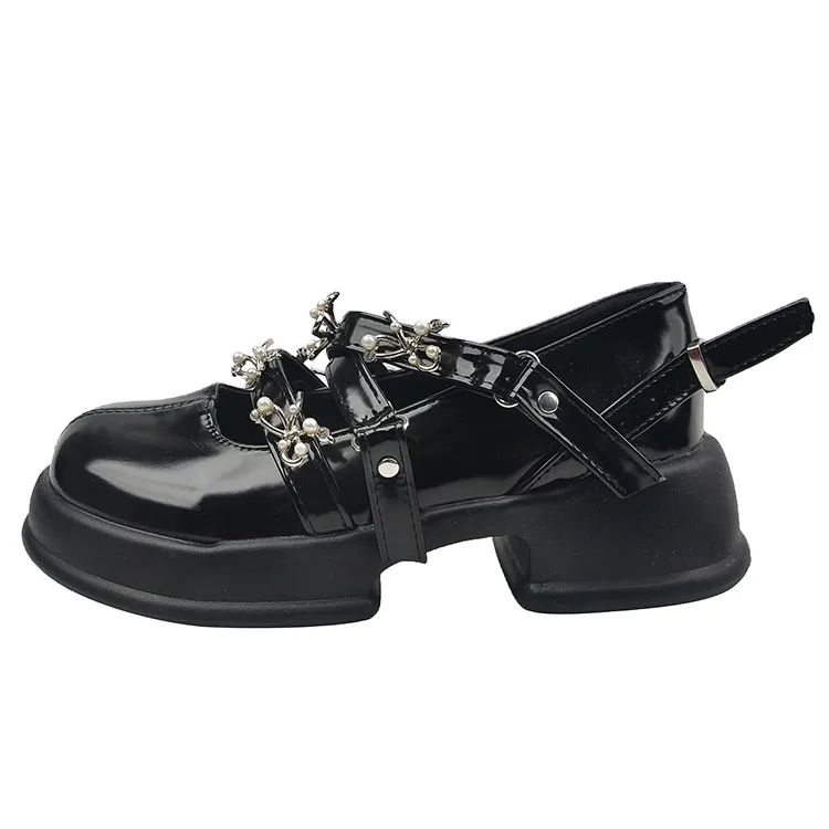 British wind small black leather shoes donna Mary Jane shoes 2023 chun xia new platform joker late night jk mocassini