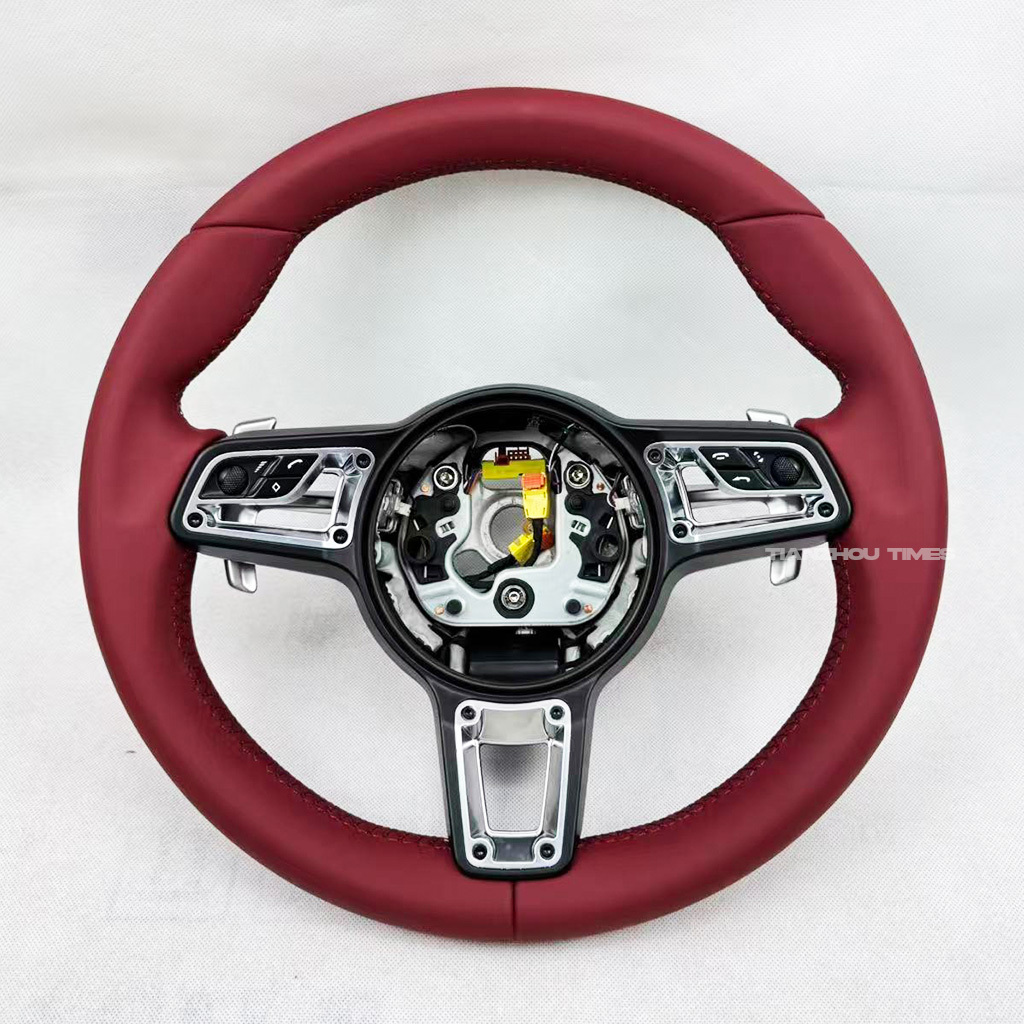 red leather with buttons; rivet 2