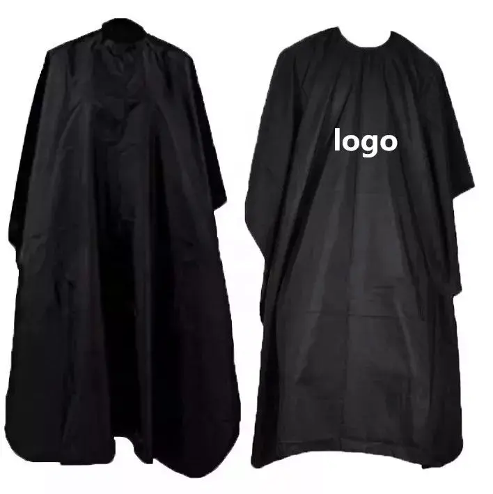 SunYue Factory Price Black Custom Hair Cutting Polyester Waterproof Hairdressing Beauty Barber Salon Cape Apron With Logo
