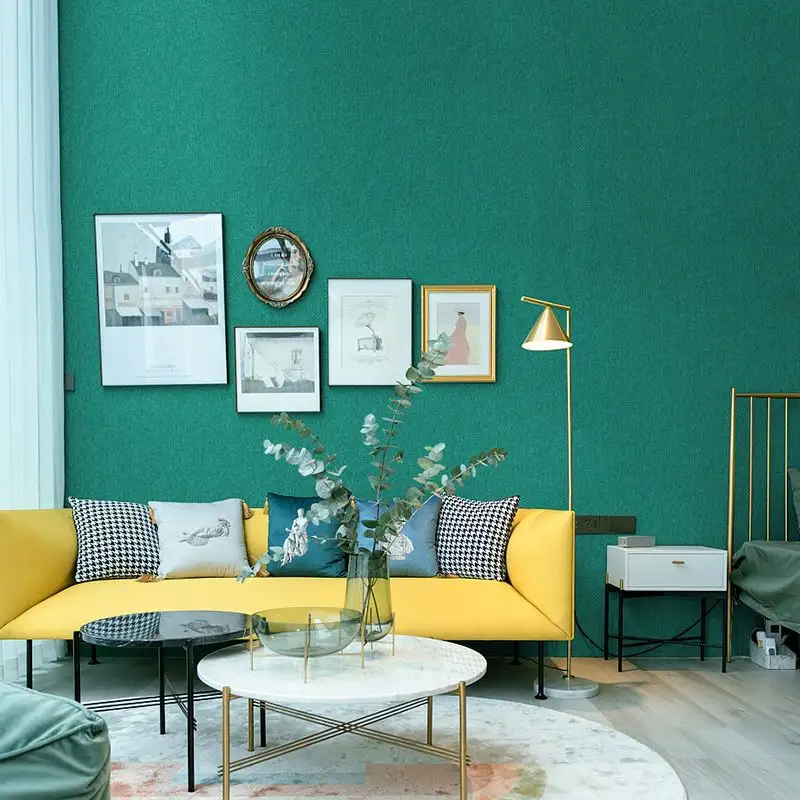 नॉर्डिक घर की सजावट ठोस रंग सनी गरज छड़ी गुलाबी हरे रंग की दीवार के लिए कागजात रोल बेडरूम कमरे में रहने वाले