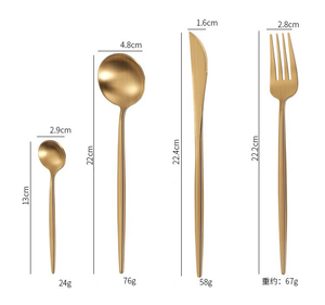 卸売高級ポルトガル24個食器再利用可能なレストランキッチン金メッキSS304(18/10) ステンレス鋼カトラリーセット