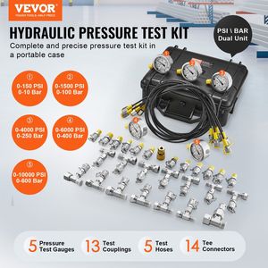 DB for VEVOR Hydraulic Pressure for <strong>Test</strong> Kit for Excavator <strong>5</strong> Gauges 13 Couplings 14 Tee Connectors <strong>5</strong> for <strong>Test</strong> Hoses <strong>1</strong>-Year - Product Image 2