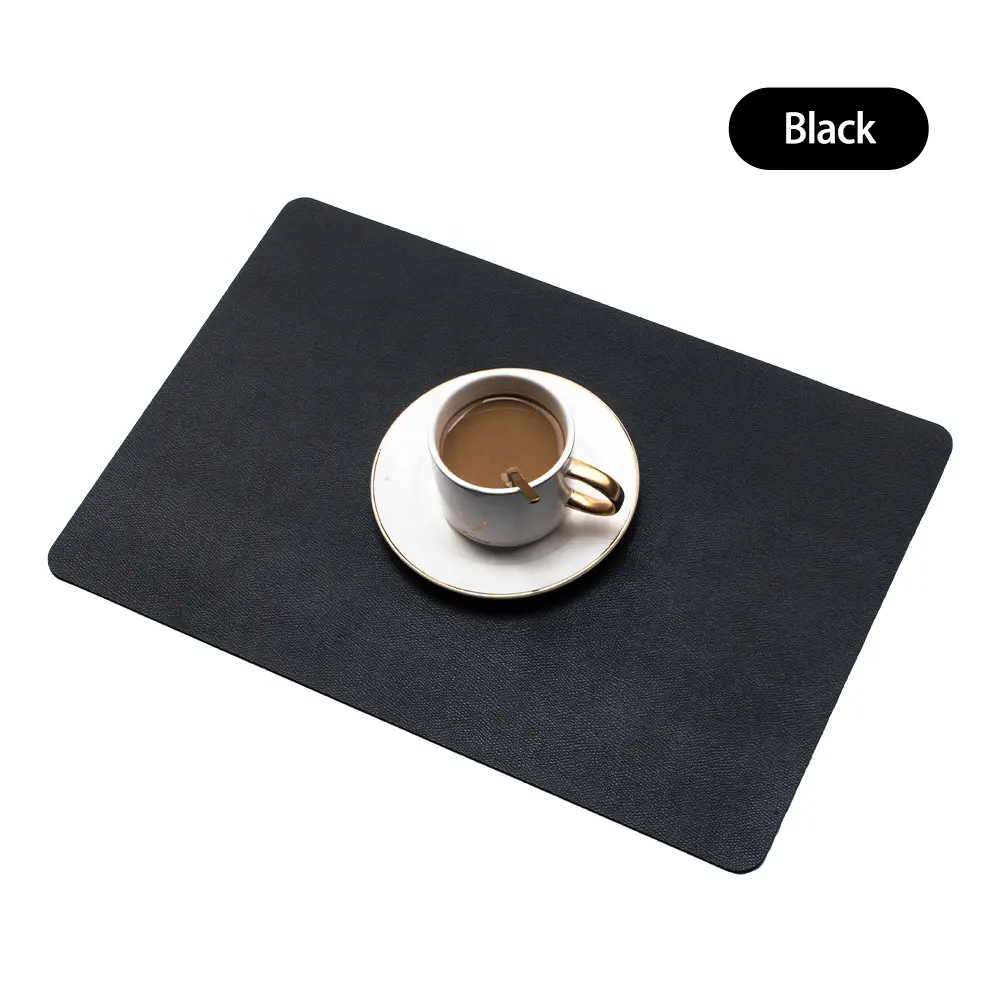 Hochwertige Tischs ets aus PU-Leder Schwarz Hitze beständige bedruckbare Matten Benutzer definierte wasch bare Lade platte Tischset Schreibtisch Tischplatte