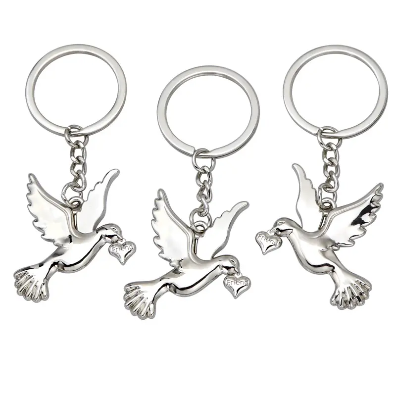 Cute 3D Animals Friend Peace Symbol Dove Pigeon Peace Pigeon Key Chain World Peace Commemorative Gift Flying Pigeon Key Chain