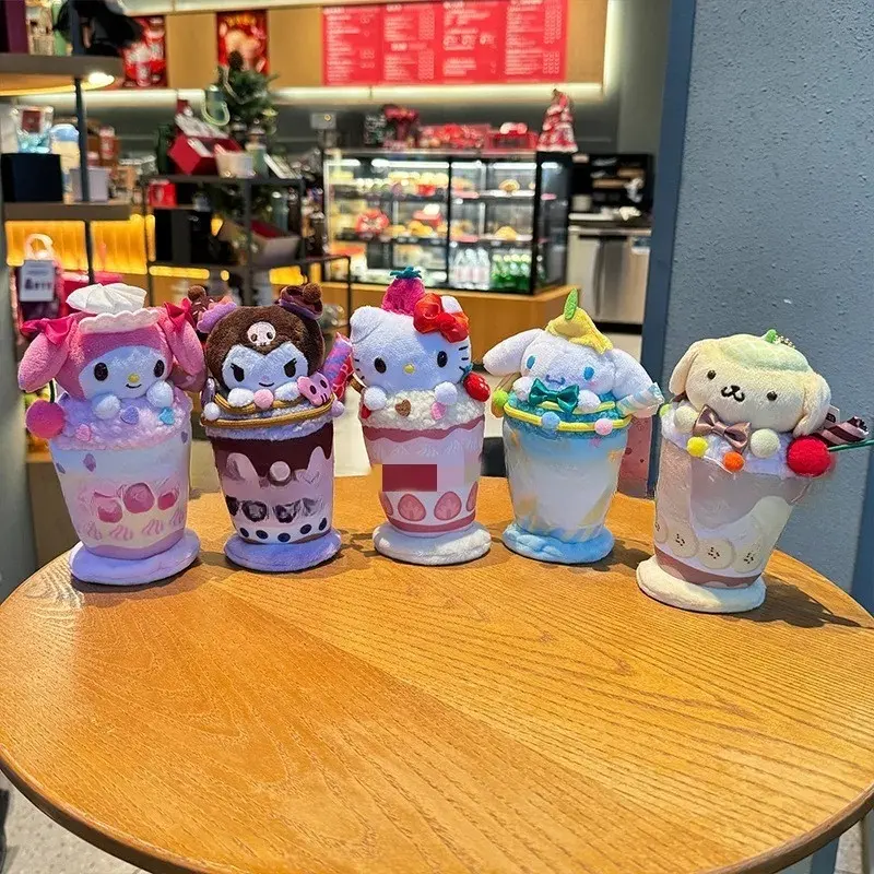 Ruunjoy yeni yaratıcı sansaned dondurma peluş bebekler kawaii melodi cinnami cinnamoroll çanta kolye çocuk hediyeler peluş oyuncaklar anahtarlıklar