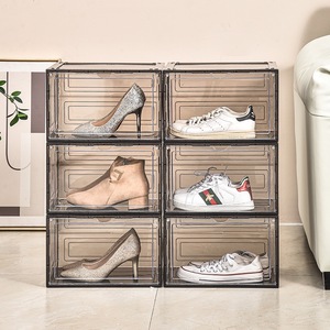 Caja abatible apilable transparente de gran capacidad, organizadores de almacenamiento de zapatos multifuncionales, contenedor de plástico PP - Product Image 5