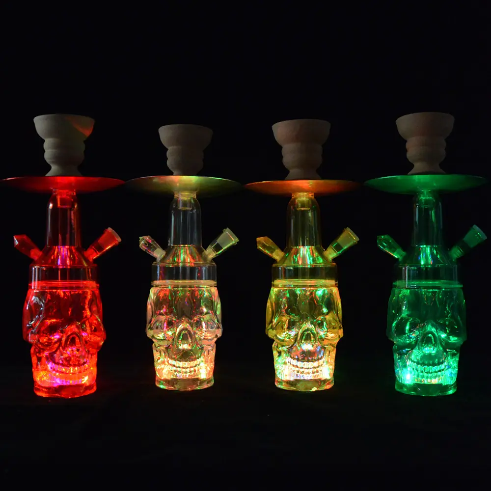 Großhandel LED Licht Acryl Kunststoff tragbare Nar guile Shisha Schädel Shisha