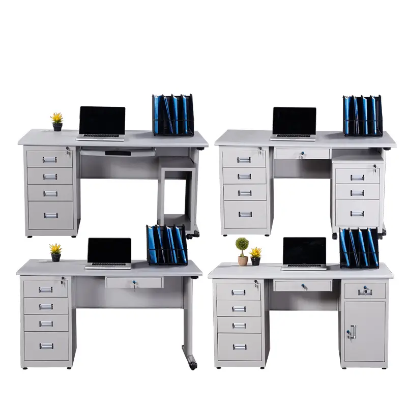 Mobiliário De Escritório Staff Desk Aço Gaveta Mesa Cadeira Combinação Moderno Minimalismo Mesa Única
