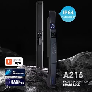 TUYA Wi-Fi Smart <strong>Lock</strong> Waterproof IP 64 3D Face &amp; Fingerprint Recognition for Aluminum &amp; Wooden Door Black <strong>Key</strong> - Product Image 2