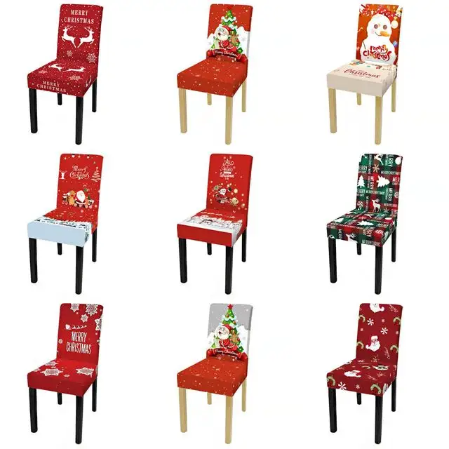 Fundas para silla de comedor con diseño de ciervo y copo de nieve personalizado, decoración navideña para el hogar y la cocina
