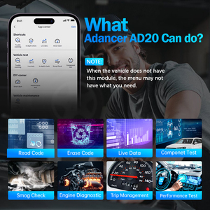 2023 XTOOL Advancer読み取り/クリアコードエラーすべての車のエンジンシステムがAD20OBD2スキャナーを診断Android /IOS /BT PK ELM327 AD10 - Product Image 6
