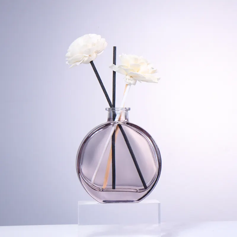100ml 50ml botella de vidrio de difusor de caña de aroma natural plano con palos de ratán ambientador para el hogar desodorante