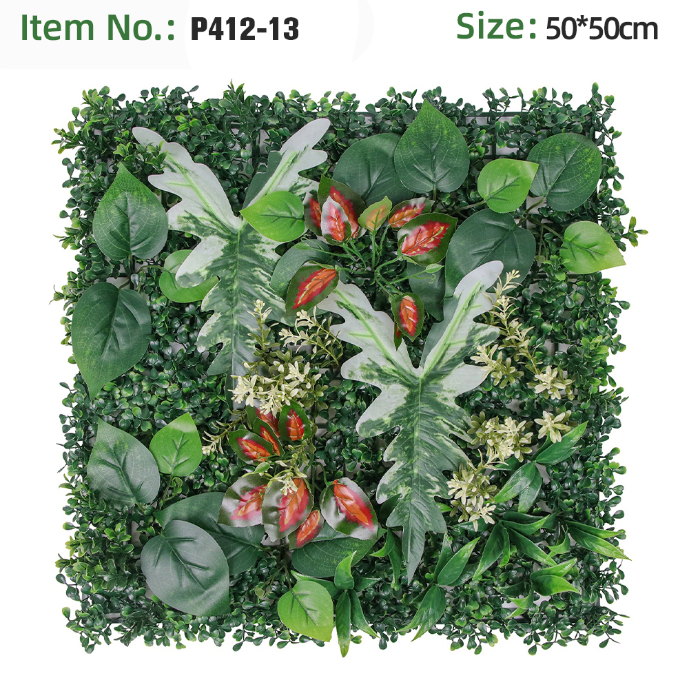 Red Vein Leaf Variegated Monstera Green Grass Wall Panel