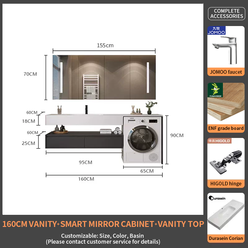 160Durasein Integrated Basin + Smart Mirror Cabinet